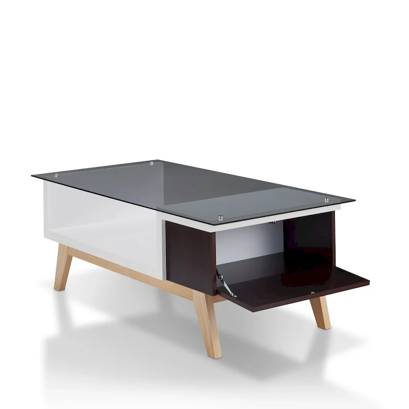 Modern Style 47-Inch Glass-Top Single-Tier Coffee Table