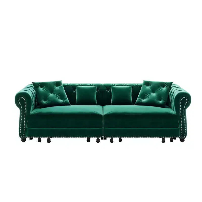 Emerald Green 3-in-1 Convertible Sofa Bed, 3-Seat