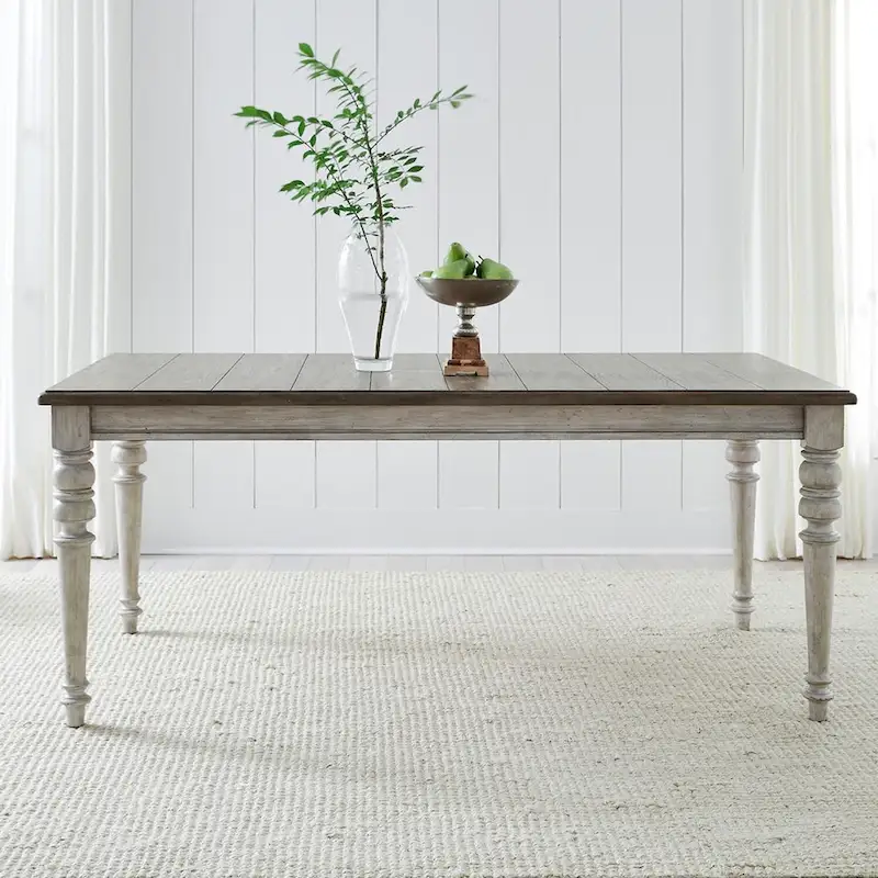 Cottage Lane Antique White with Weathered Gray Rectangular Leg Table