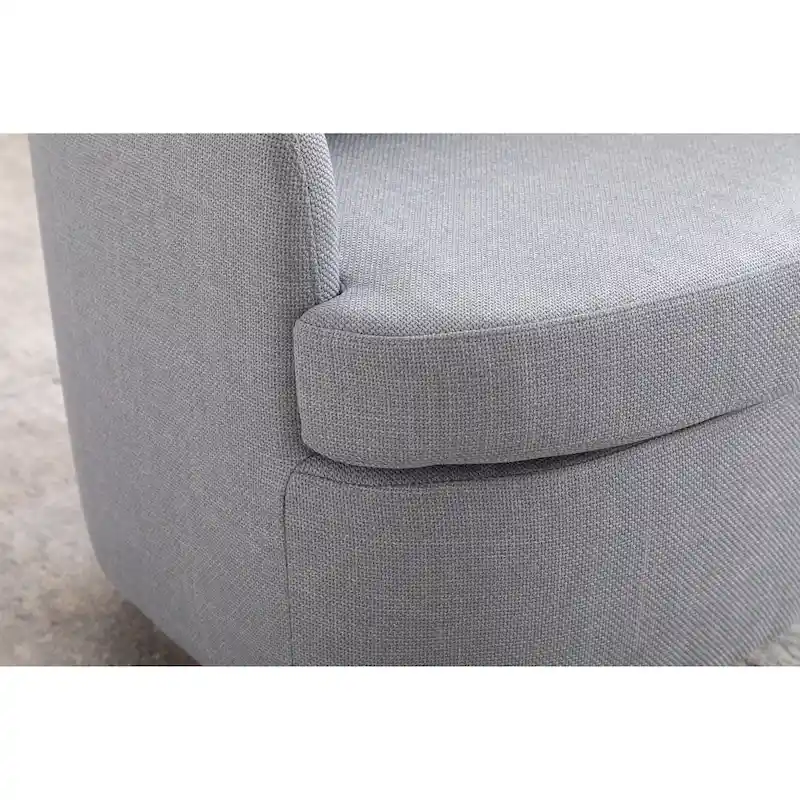Light Blue Modern 30.3 Upholstered Swivel Accent Chair with Soild Wood Round Brown Base