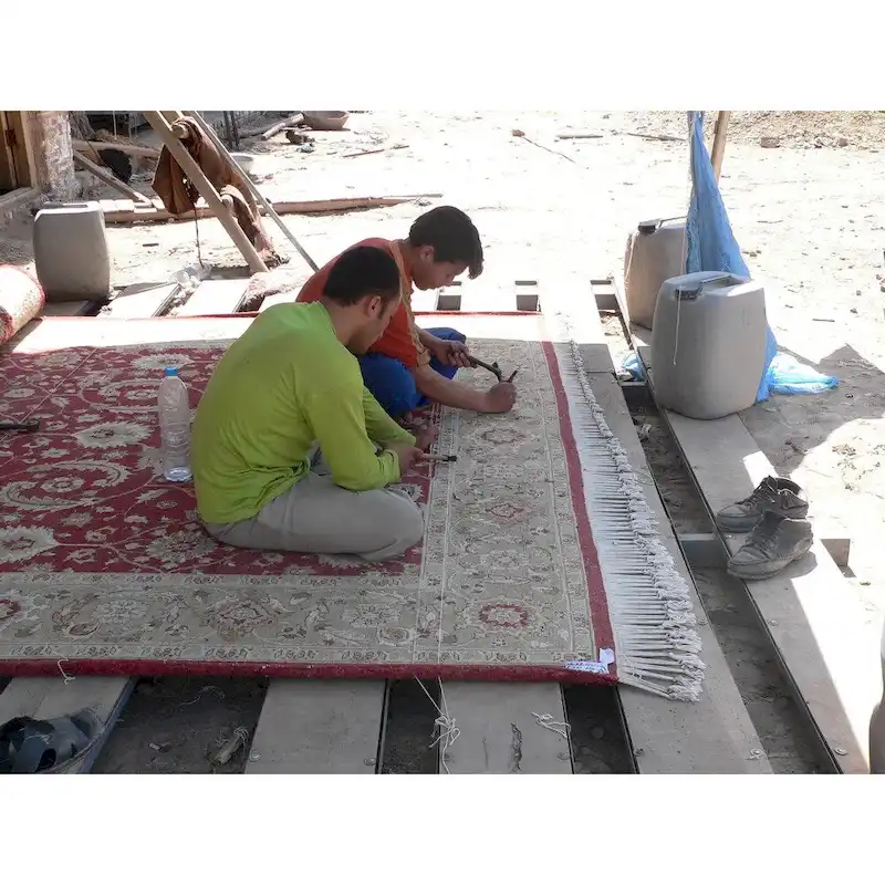 Handmade Printed Cotton Wood Ottoman Footstool (India) - 16 x 16 x 6