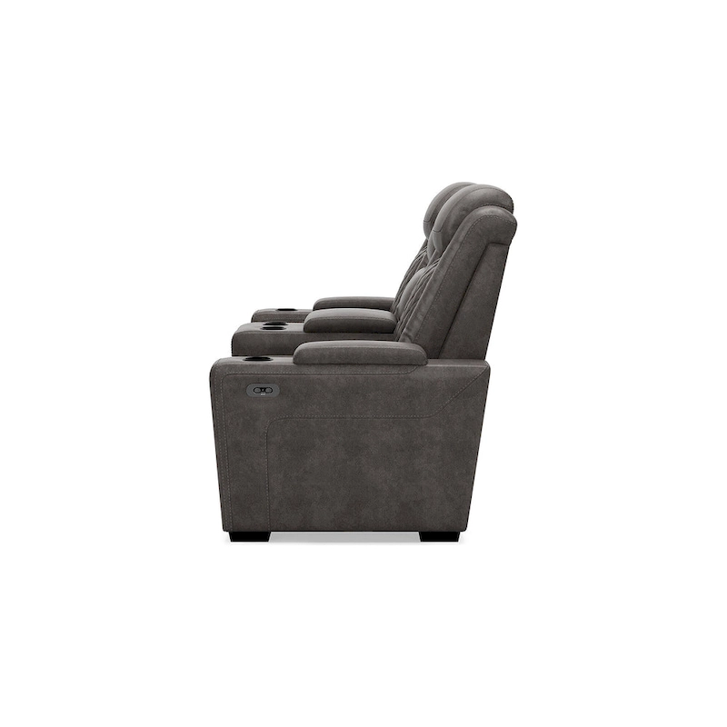Signature Design by Ashley HyllMont Gray Power Reclining Loveseat with Console - 71.75  W x 39  D x 44  H