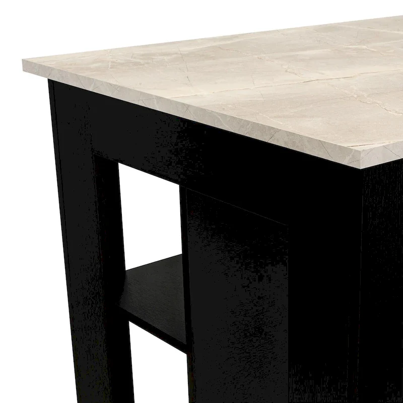 3-Shelf Wooden Casual Kitchen Island