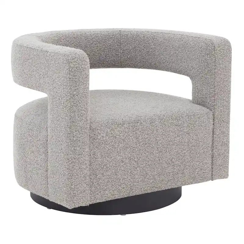 Upholstered Swivel Chair with Cut-Out Back