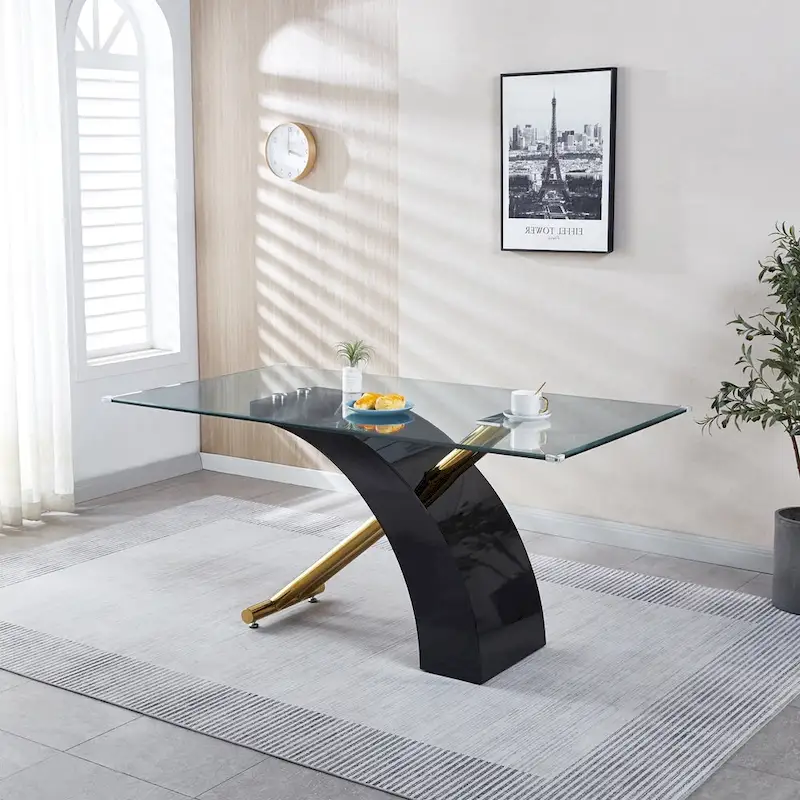 Rectangular Glass Top Dining Table