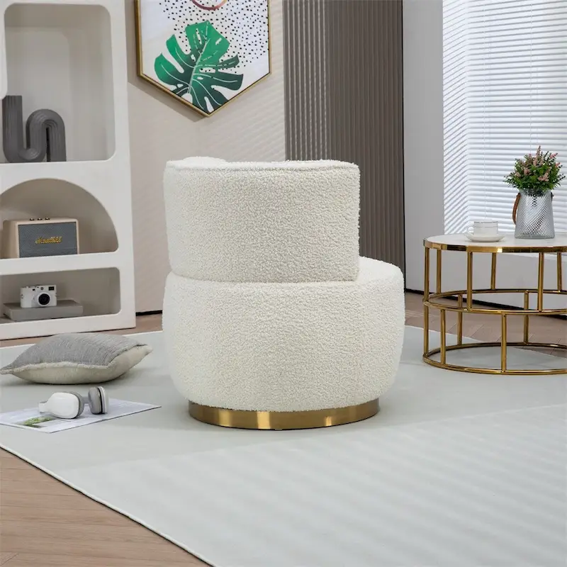 360 Degree Swivel Cuddle Barrel Accent Chairs with Wide Upholstered