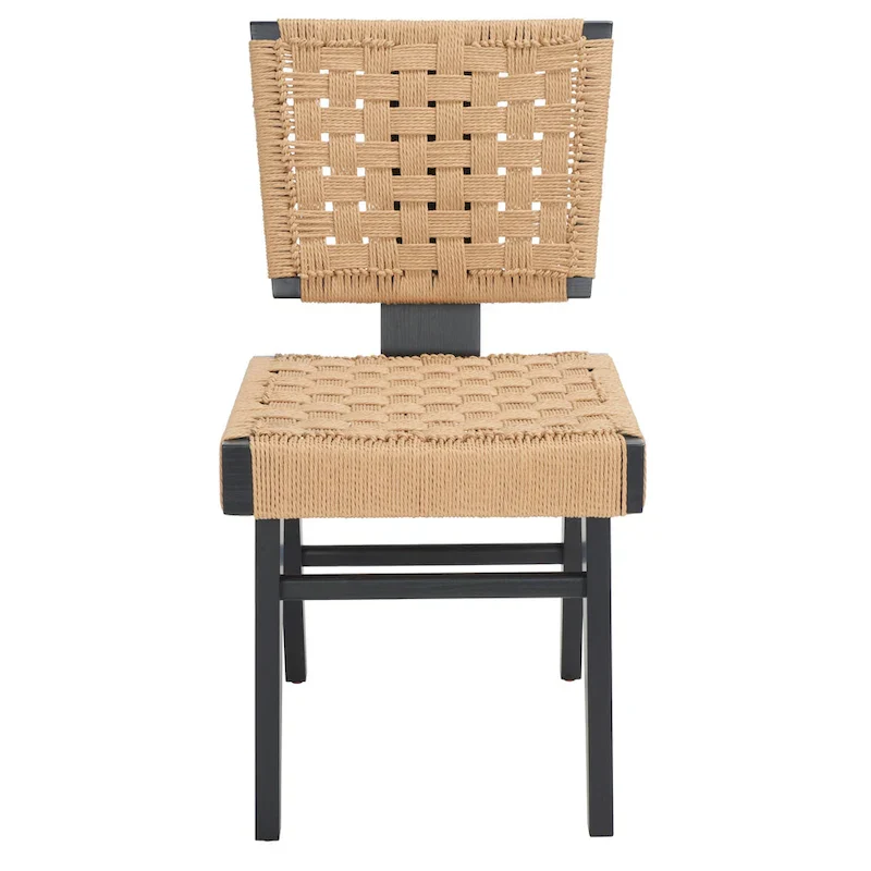 Woven Dining Chair Set of 2 - Natural Rattan Armless