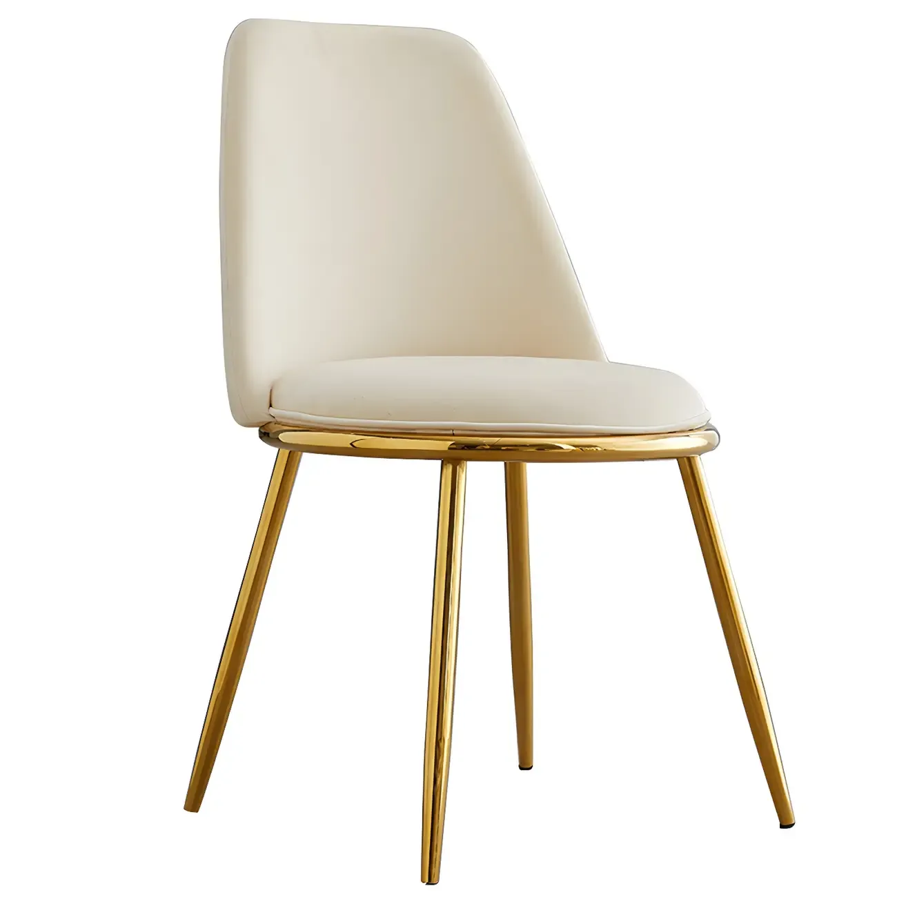 Glam Scandinavian Leather Armless Dining Chairs Metal Frame