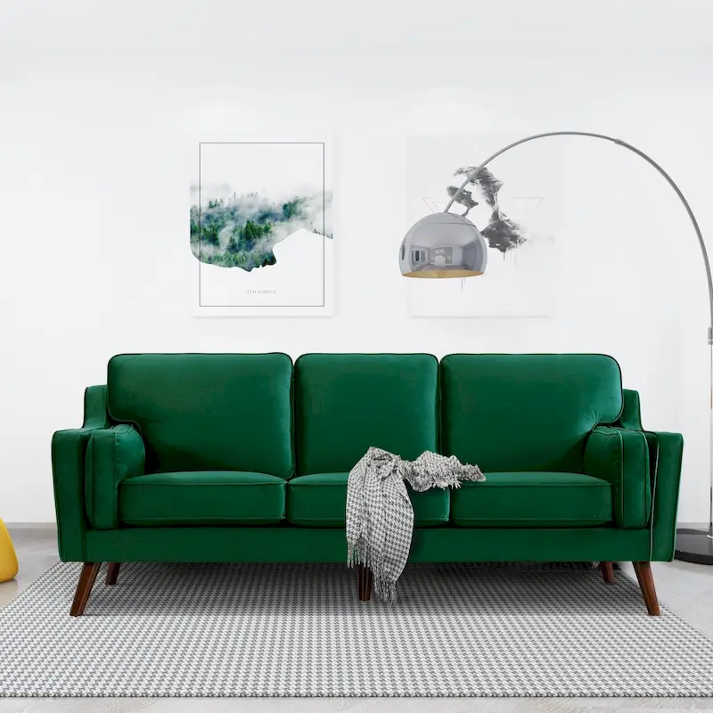 Sofa Couches Velvet 3-Seater Sofa with 5.9 Upholstered Cushion for Living Room/Apartment/Office