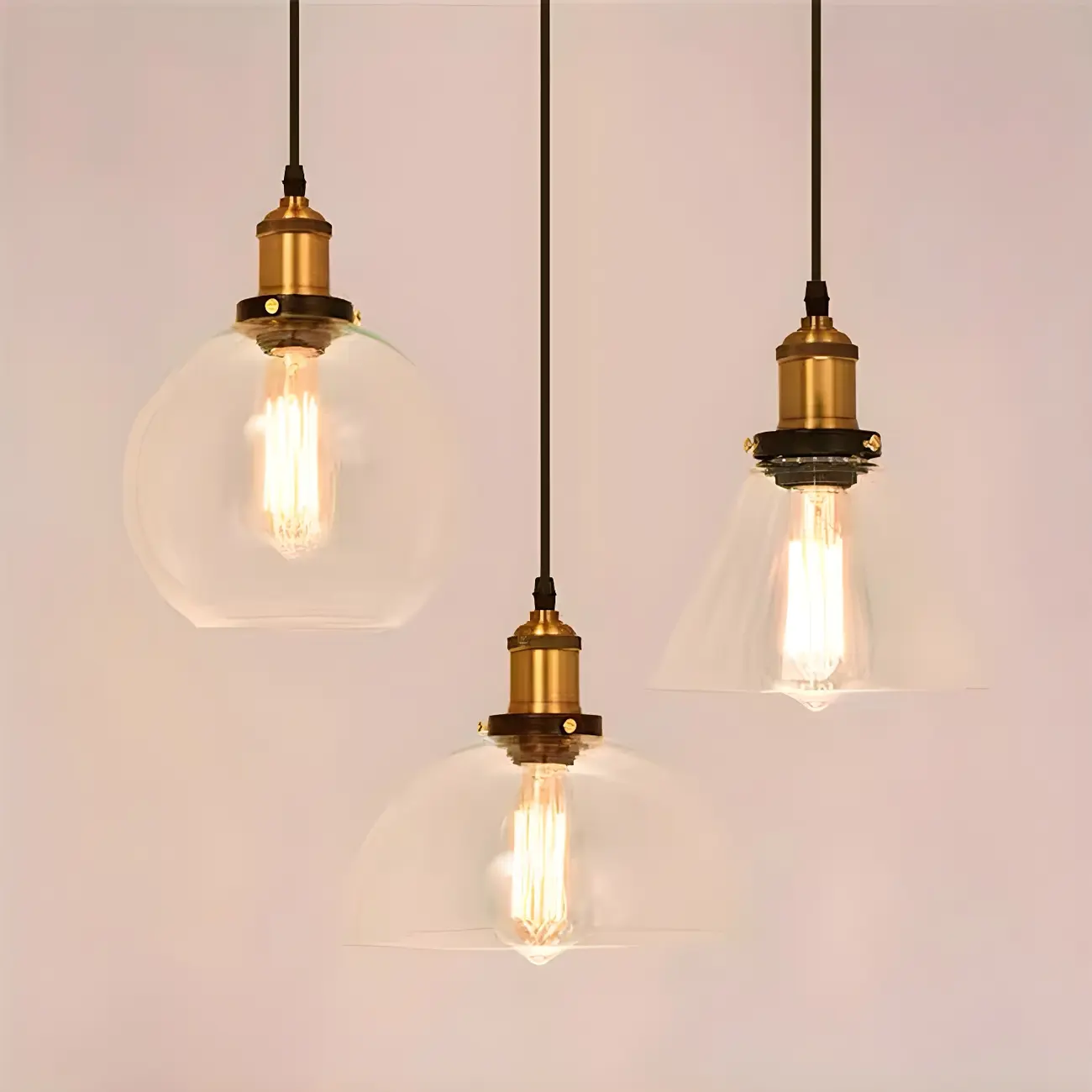 Industrial Geometric Clear Glass Lampshade Kitchen 1-light Pendant Light