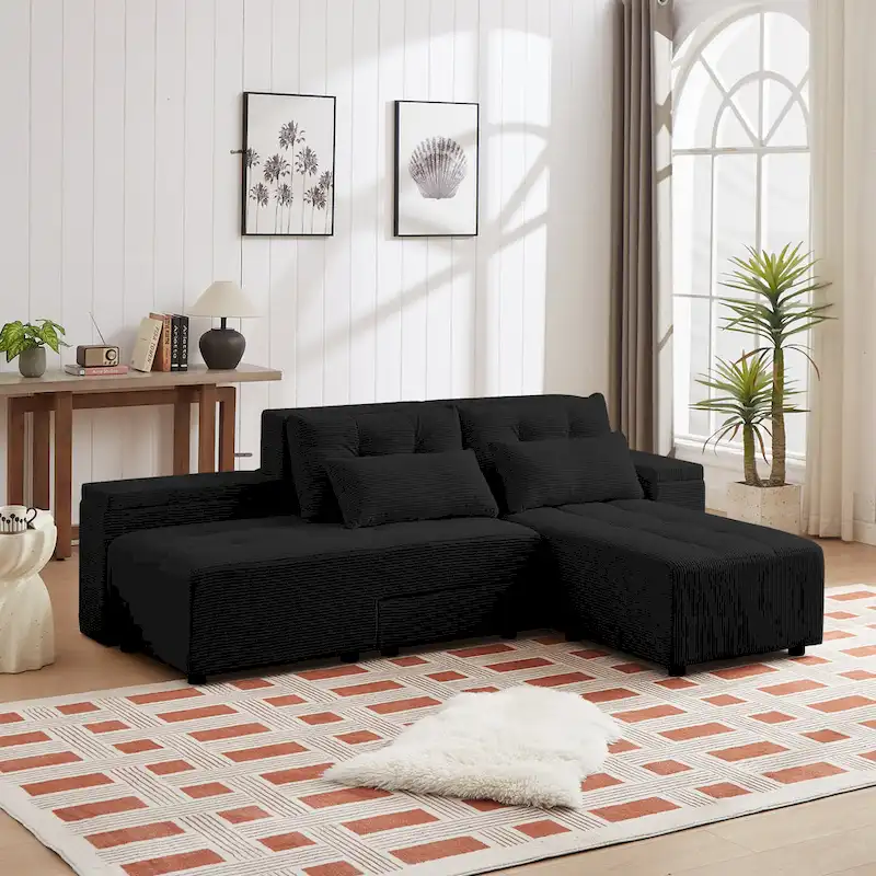 GDFStudio - Emerson Modular Corduroy 3-Seater Sofa with Storage and Customizable Design