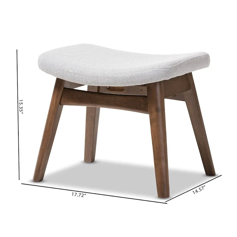Baxton Studio Mid-Century Light Grey Fabric Upholstered Footstool