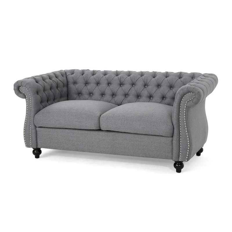 Somerville Upholstered Chesterfield Nailhead Loveseat by Christopher Knight Home