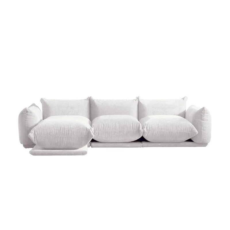 104 L-shape Chenille Modular Sofa Modern Sectional Semi-firm Sofa Couch with Ottoman