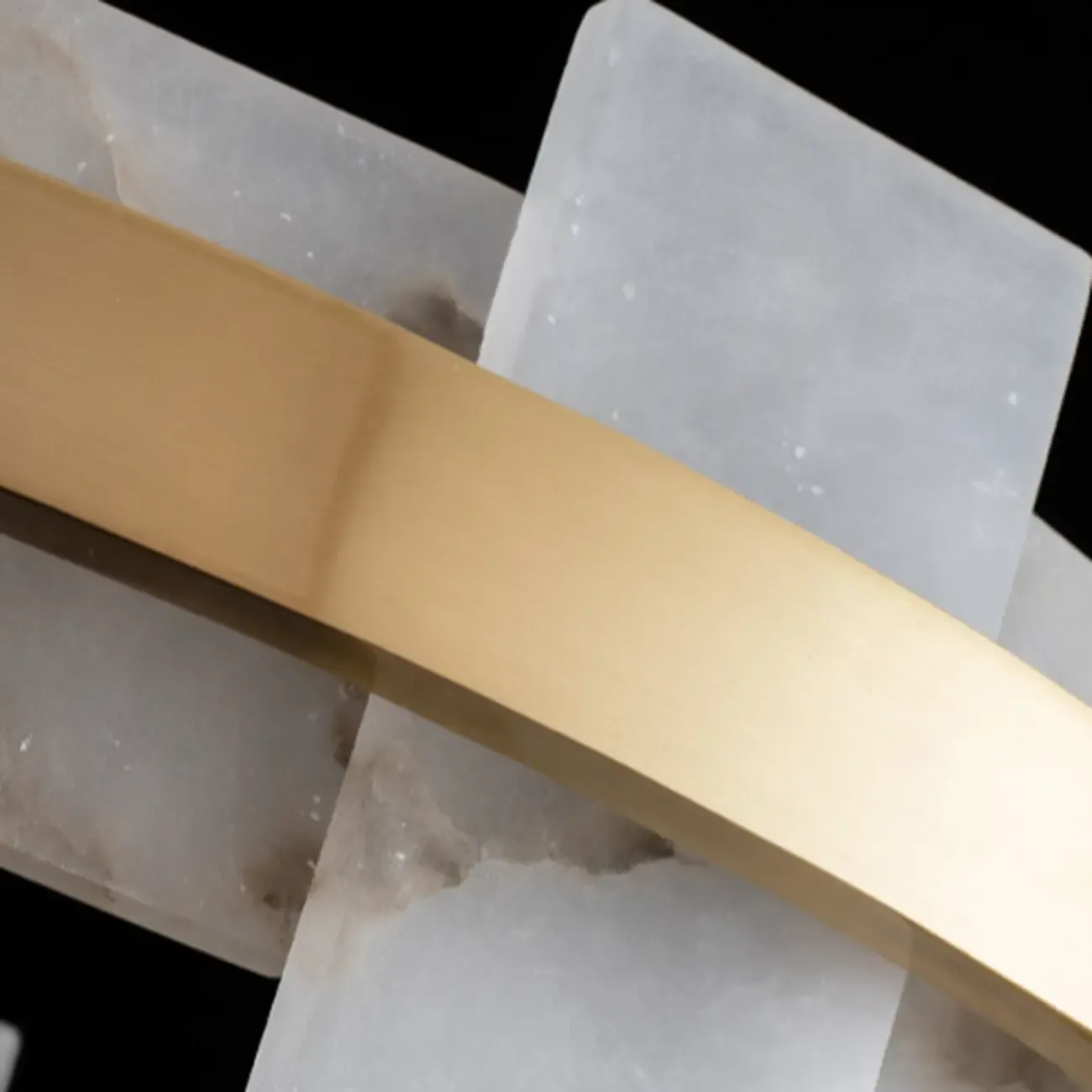 Geometric Gold-White 1-Tier Stone LED Chandelier