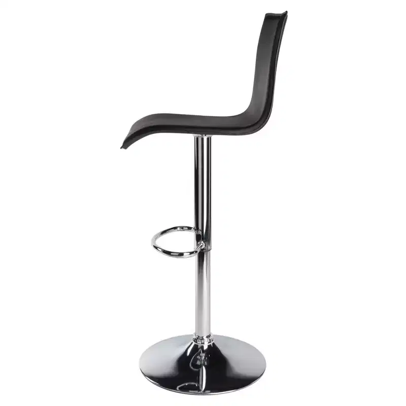 Winsome Spectrum High Back L Shaped Air Lift Adjustable Height Barstool Black/Metal: Faux Leather, Swivel, 200lb Capacity