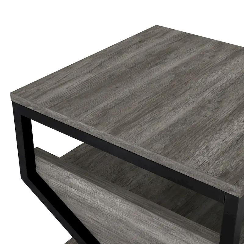 DH BASIC Industrial 17-inch Metal 1-Open Shelf End Table by Denhour