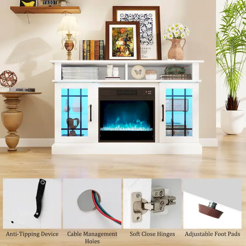 Costway TV Stand with Electric Fireplace LED Lights Remote Controls - See Details