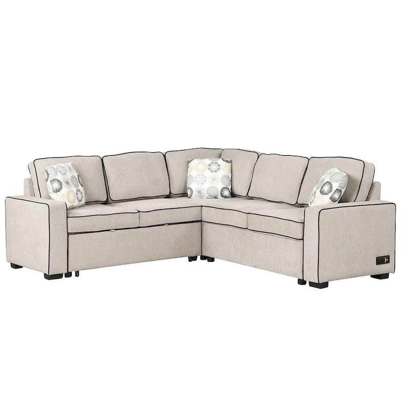 L-Shaped Reversible Chaise Sectional Sofa Pull Out Sofa Bed