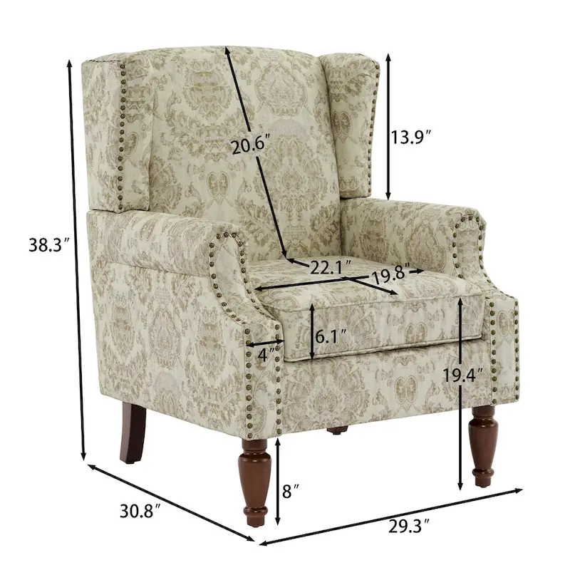 Upholstered Accent Chair Nailhead Trim Arm Chair