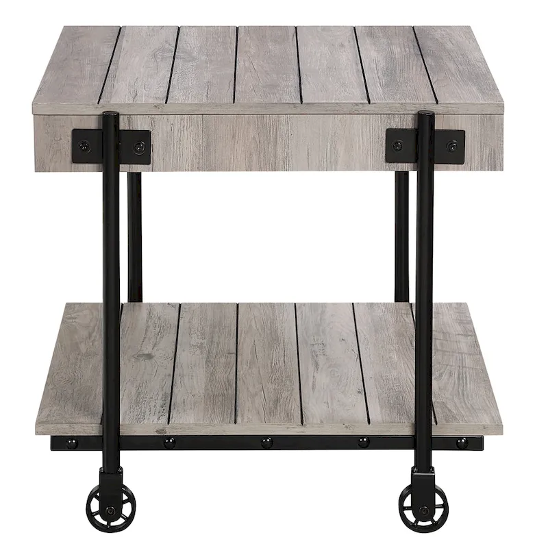 Farmhouse Steel 2-Piece Coffee Table Set with Shelf