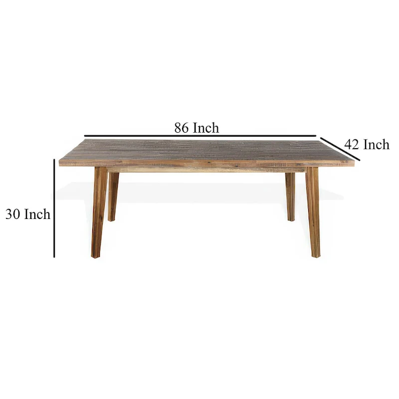 Dining Table, Light Brown Acacia Wood, Rectangular 86 Inch Top