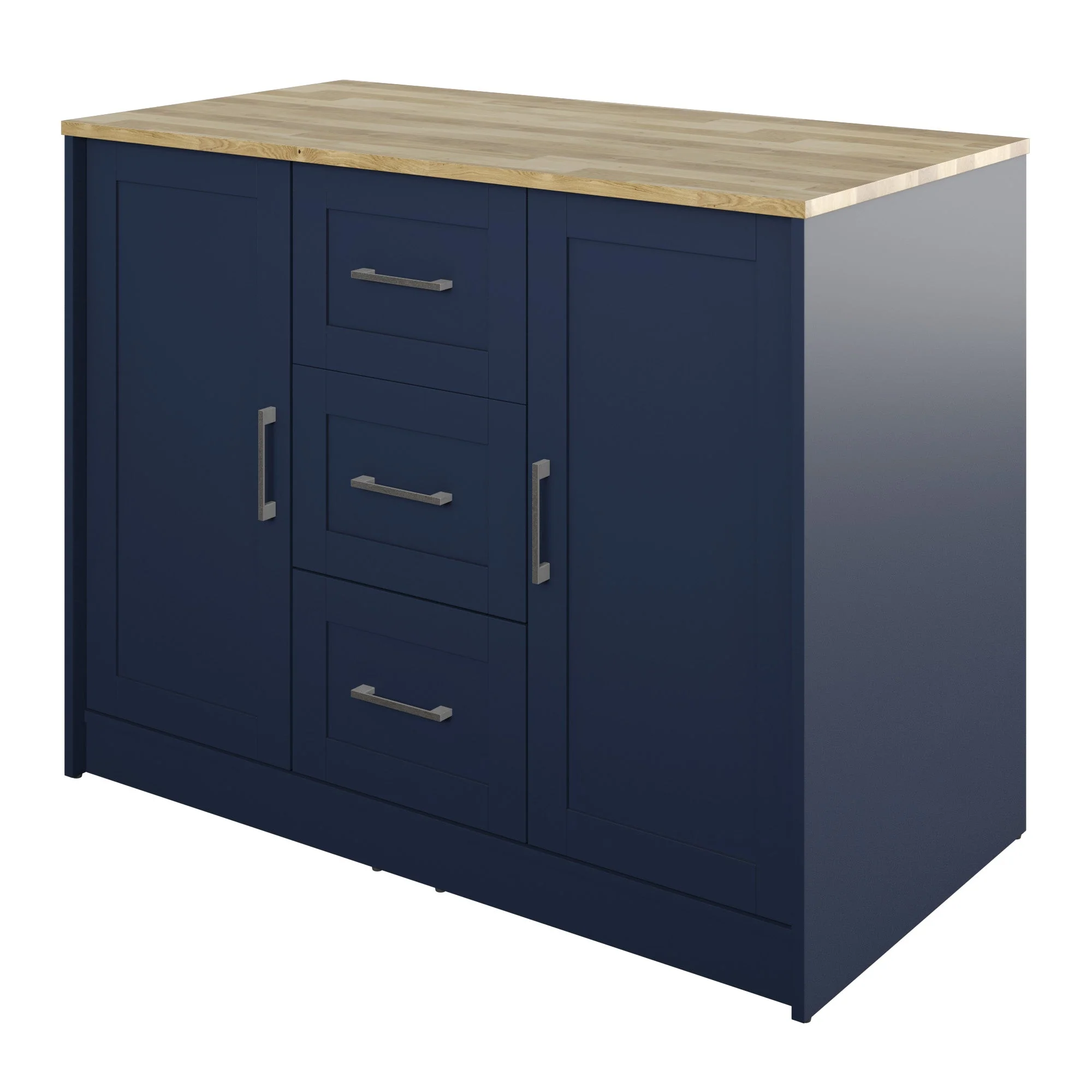 Classic Modern Kitchen Island with Butcher Block Top