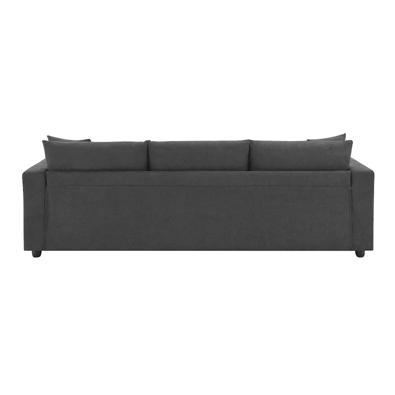 4-Seat Polyester L-Shaped Sectional Sofa with Convertible Ottoman