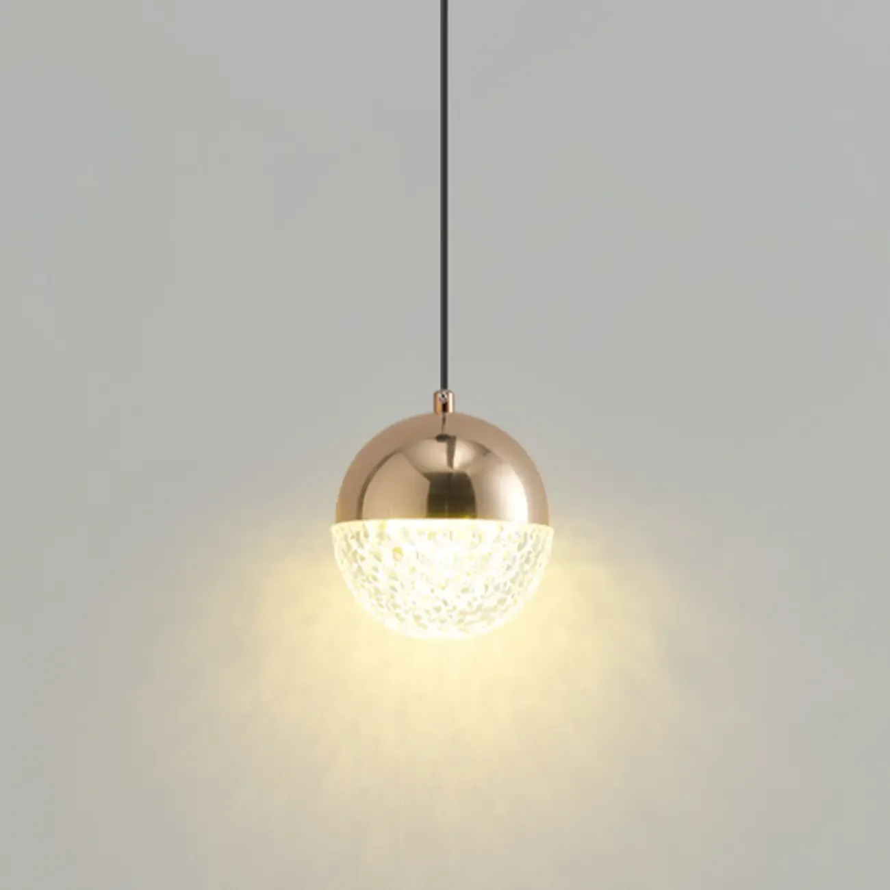 Modern Rose Gold Clear Globe Liftable Pendant Light