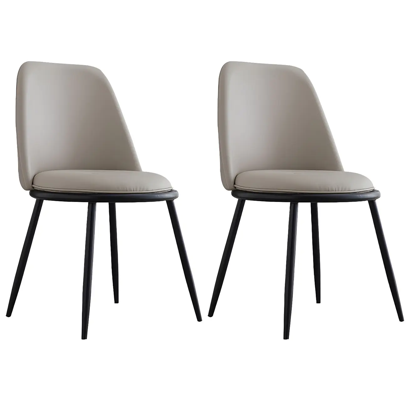 Glam Scandinavian Leather Armless Dining Chairs Metal Frame