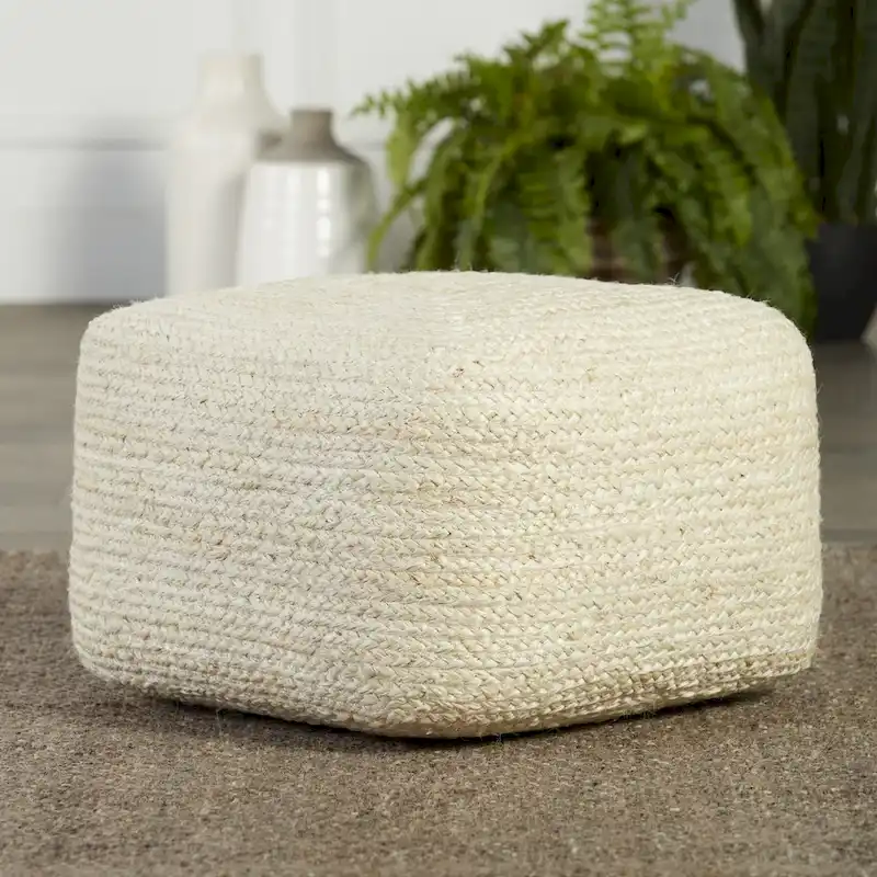 Juniper Home Saba Square Jute Pouf Ottoman/Foot Stool