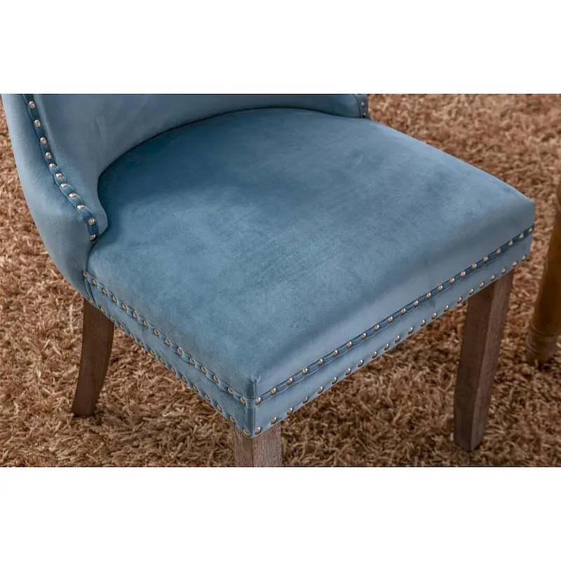 Wing-Back Dining Chair with Backstitching Nailhead Trim
