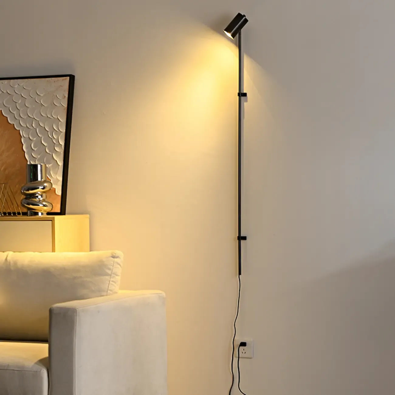 Industrial Black Plug In Wall Sconce with Adjustable Head