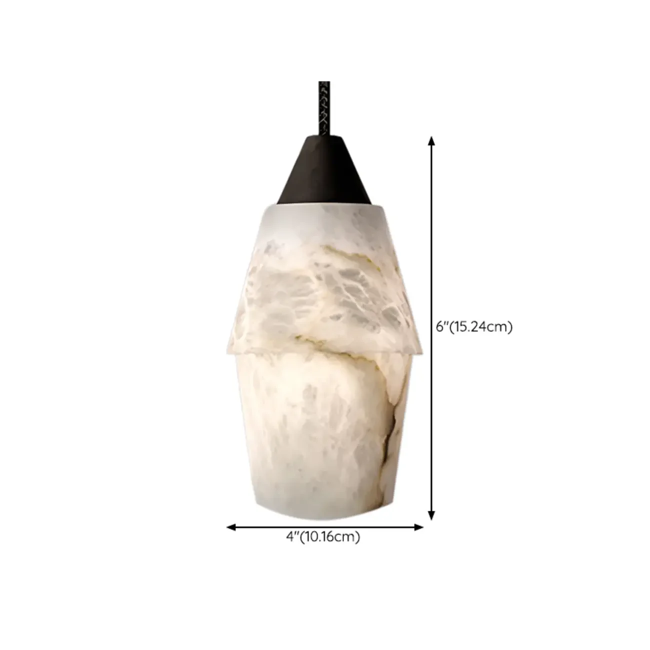 Art Deco Simple Conical Alabaster Rope Pendant Light