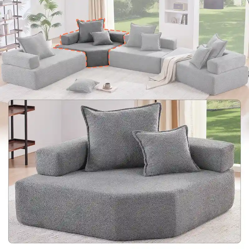 DIY Customization Boucle Upholstered Modular Sectional Sofa