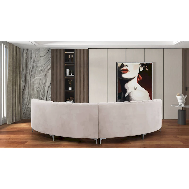 142Velvet Fabric Curve Sectional Sofa - 142