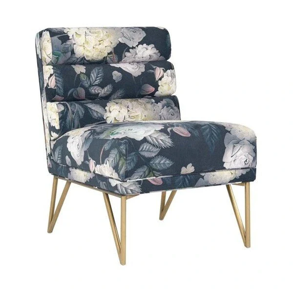 Silver Orchid Borden Floral Velvet Chair