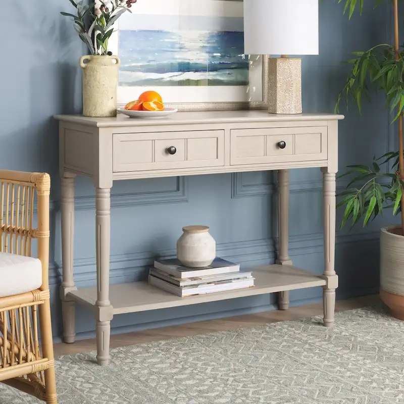 Grey 2-Drawer Console Table - 35.8 x 13.8 x 29.5 - 36Wx14Dx30H