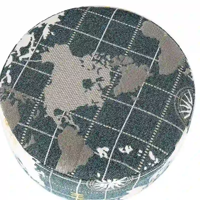 Adeco Round Ottoman Fabric Footrest Modern Padded Chair Footstool