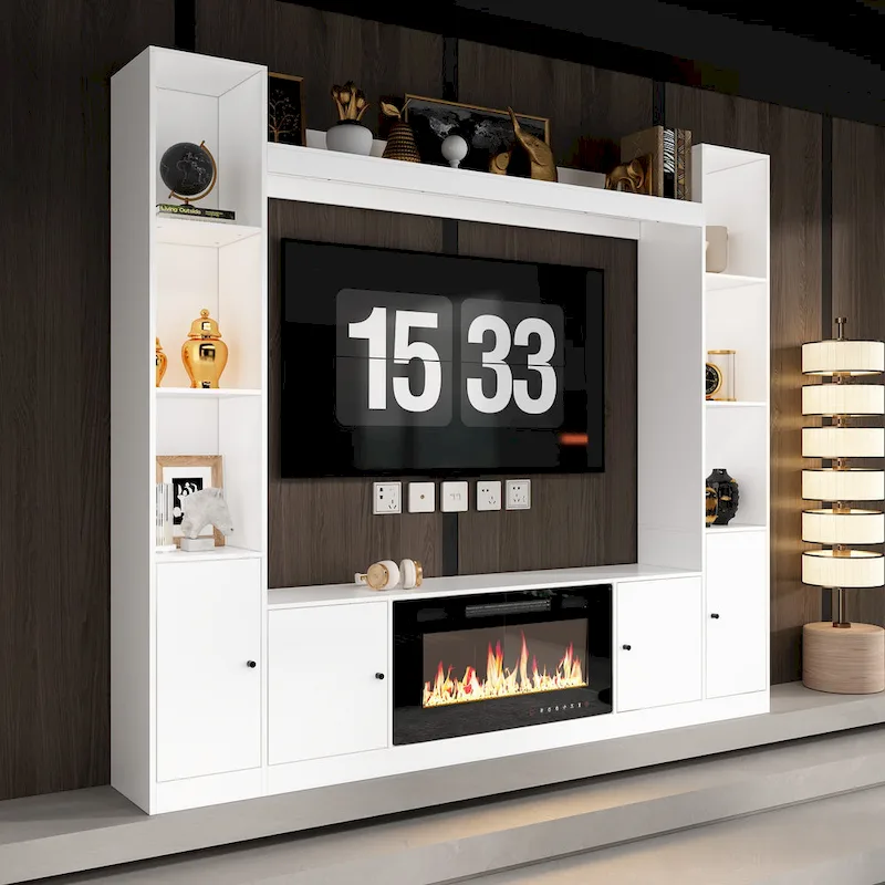 TV Stand/Electric Fireplace Ensemble Cozy Stylish Living Room Solution