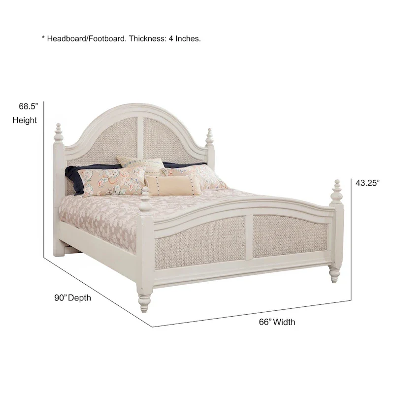 Roanoke Dove White Woven Panel Bed
