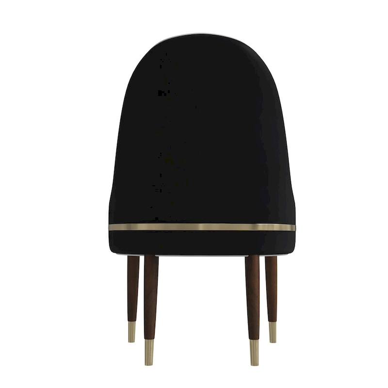 Leather Dining Chair with a Ripple Back and Gold Accents Design Elara Collection