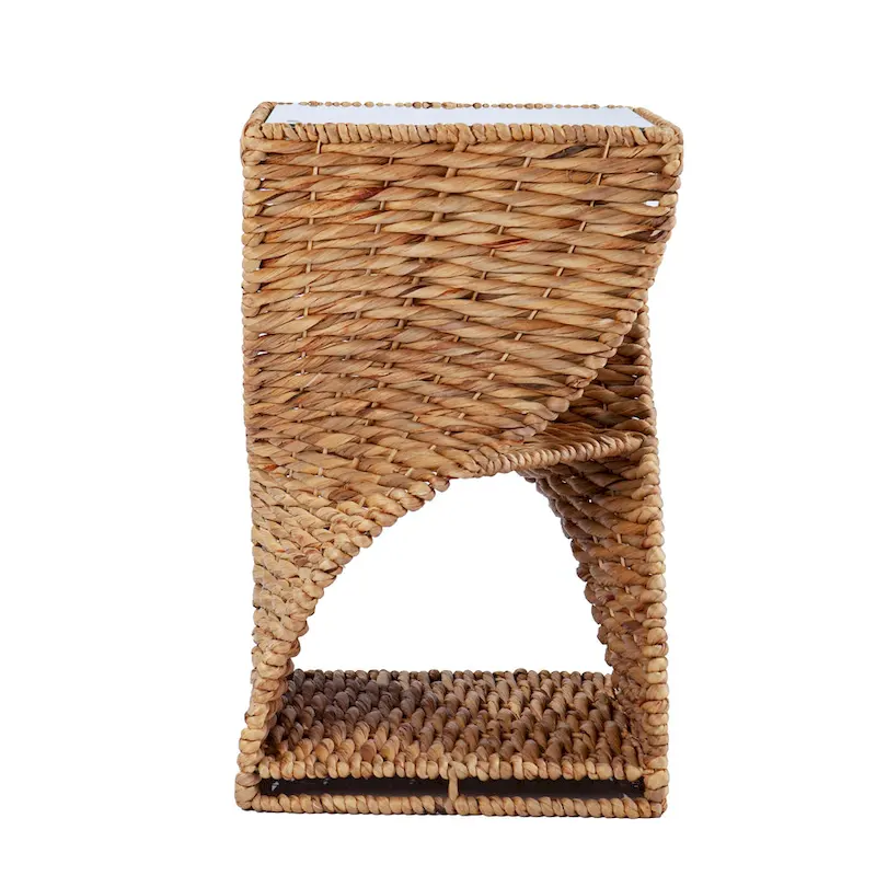 SEI Furniture Nivvan Coastal Natural Woven Fiber Side Table