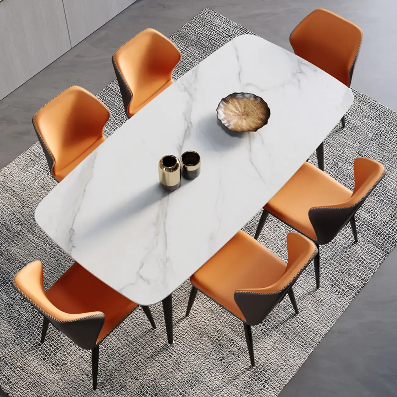 Scandinavian Faux Leather Wingback Dining Chairs