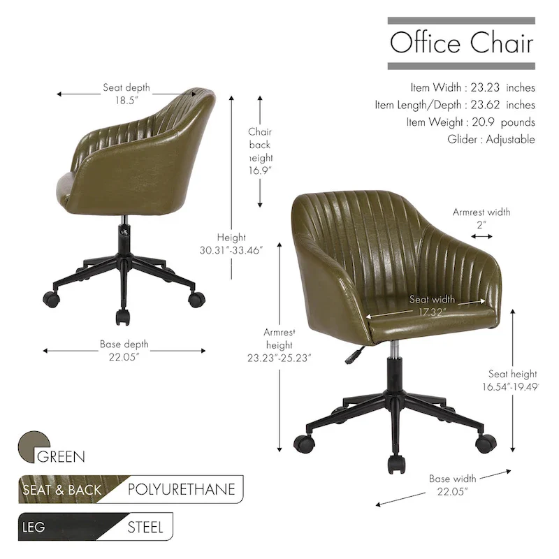 Office Desk Chair, Tufted PU Leather Upholstery