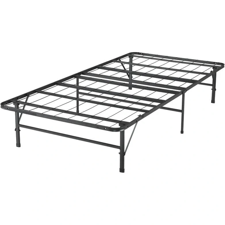 Heavy Duty Foldable Bed Frame with Steel Metal Slats Mattress Foundation