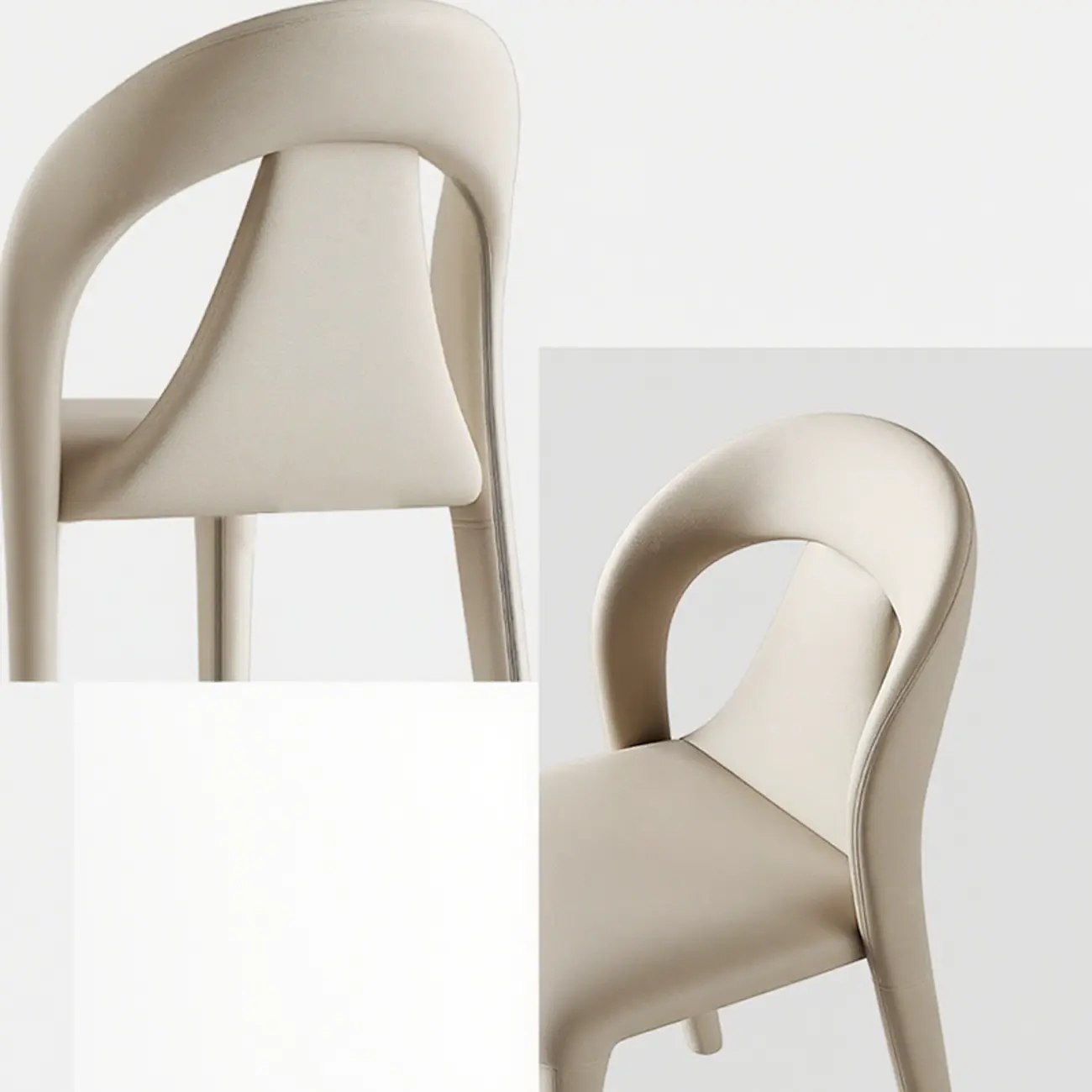 Modern Faux Leather Curved Back Armless Dining Chair Set of 2