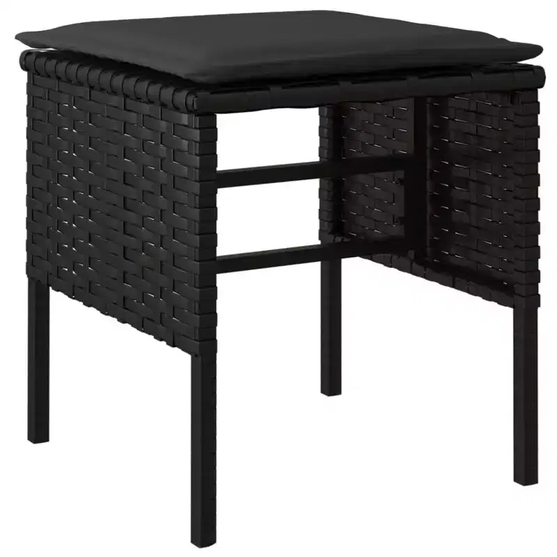 vidaXL Garden Footstool Set of 4 Black Poly Rattan Small Modular