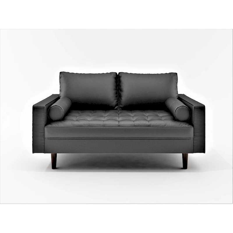 US Pride Lopez Faux Leather Mid-century Modern Loveseat