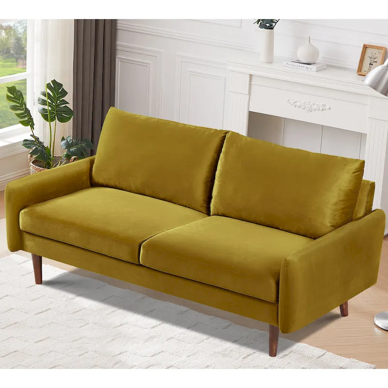 US Pride Furnitirue 70W Tapered-Leg Velvet Sofa